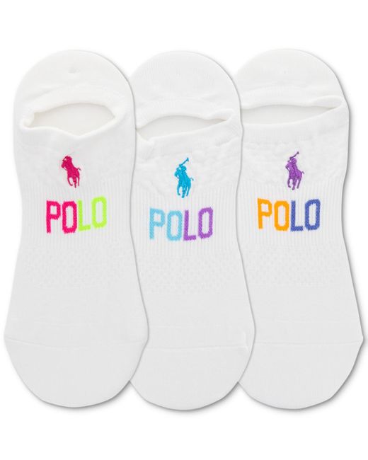 Polo Ralph Lauren White 3-pk. No Show Mesh Liner Socks