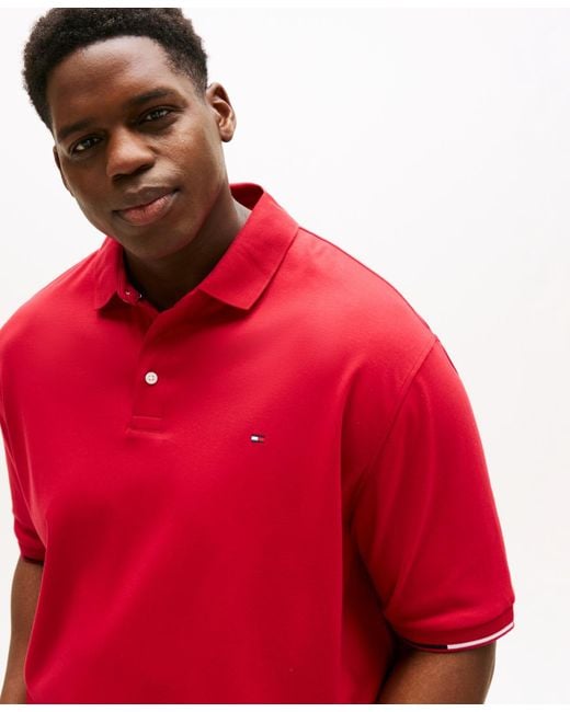 Tommy Hilfiger Red Big & Tall Flag-cuff Polo Shirt for men