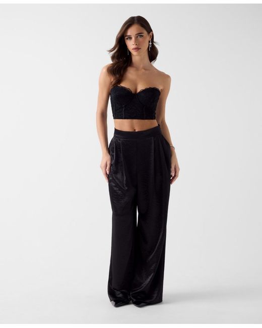 Guess Sleeveless Alessia Lace Corset Top in Black | Lyst