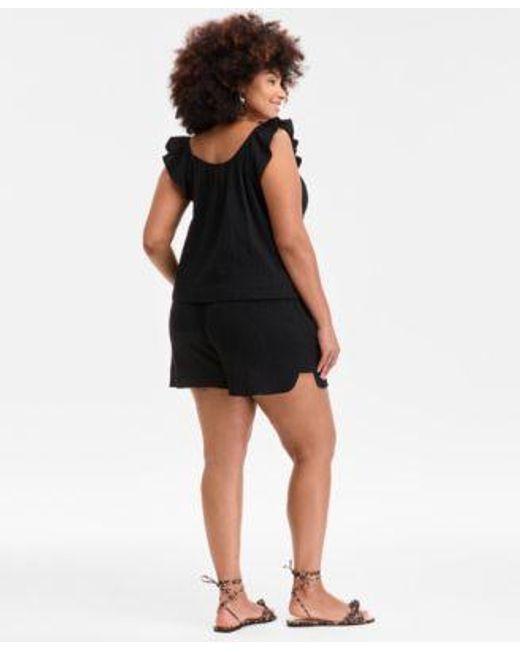 On 34th White Trendy Plus Size Gauze Top Shorts Exclusively At Macys