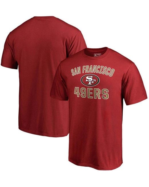 Men's Majestic Threads Scarlet San Francisco 49ers Primary Logo Tri-Blend Hoodie T-Shirt Size: Medium