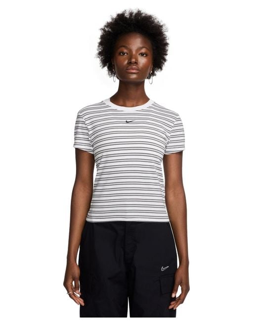 Nike Sportswear Chill Knit Slim Striped T-shirt in White | Lyst