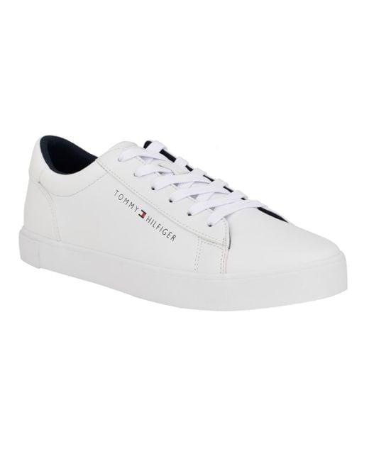 Tommy Hilfiger White Ribby Lace Up Fashion Sneakers for men