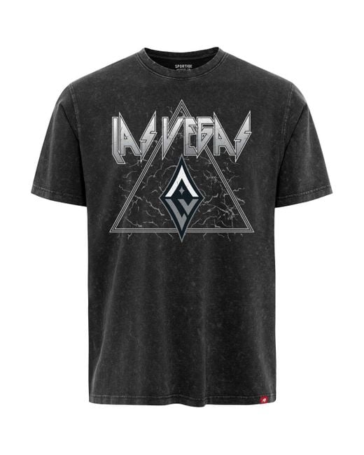 Sportiqe Black And Â Las Vegas Aces Rock Roll Collection Angus Mineral Wash Premium T-shirt