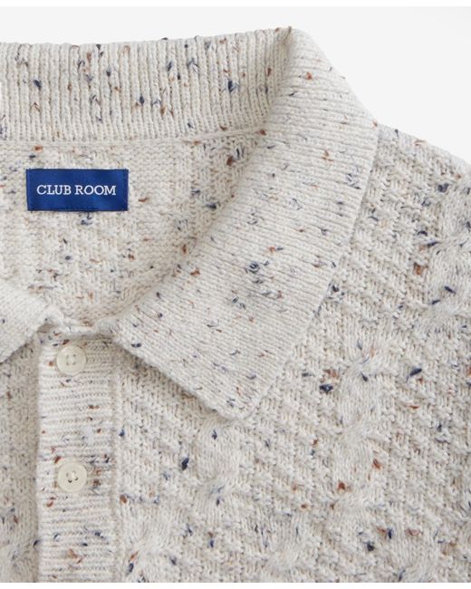 Club Room White Donegal Cable-knit Polo Sweater for men