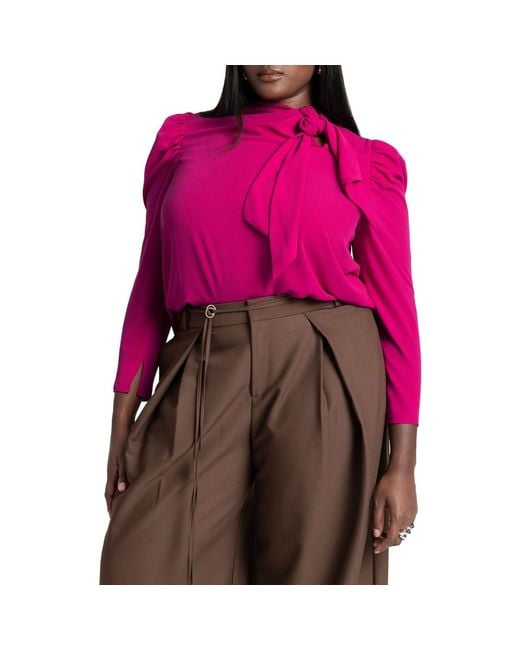 Eloquii Red Plus Size Drape Front Blouse