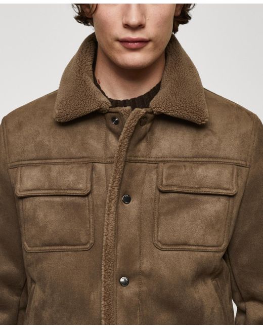 Mango Brown Shearling-lined Jacket for men