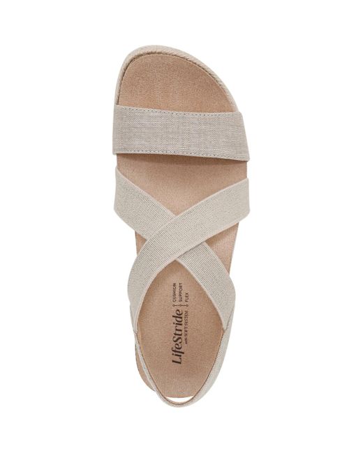 LifeStride White Breeze Strappy Wedge Sandals