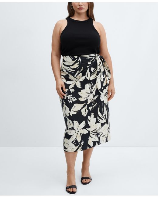 Mango Red Floral Wrapped Skirt