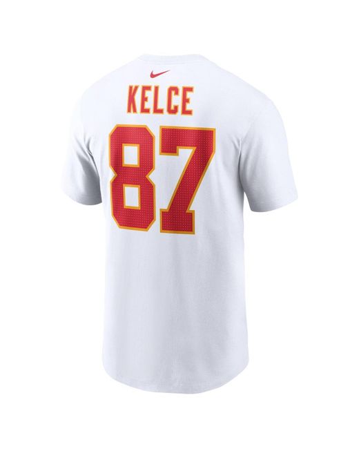 Nike White Travis Kelce Kansas City Chiefs Player Name And Number T-shirt for men