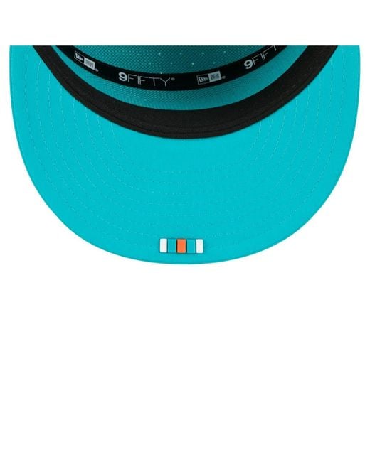 KTZ Blue Miami Dolphins 2025 Sideline Split Panel 9fifty Snapback Hat for men
