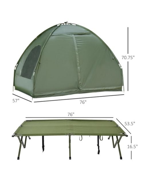 Outsunny Green 2 Person Foldable Camping Cot