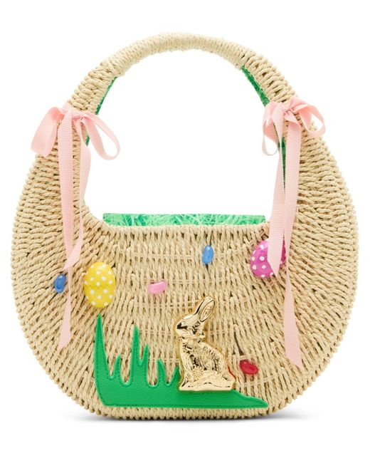 Betsey Johnson Green On The Hunt Wicker Medium Satchel Bag