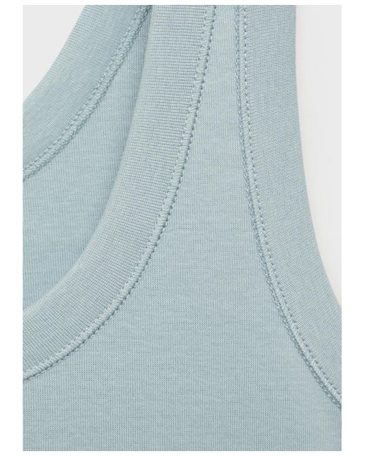 Mango Blue Cotton Strap Top