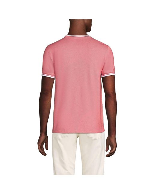 Lands' End Red Short Sleeve Soft Pique Crew Tee