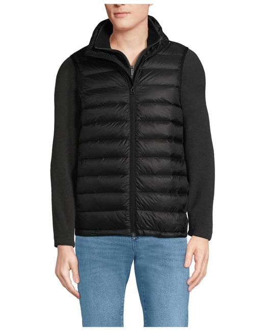 Lands' End Black Wanderweight Packable Down Vest for men