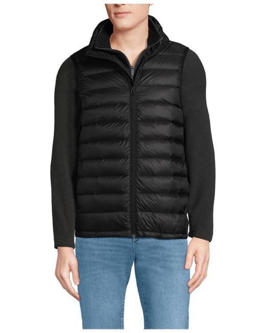 Lands' End Black Wanderweight Packable Down Vest for men