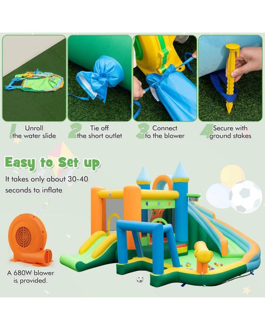Gymax White Inflatable Water Slide Kids Blow Up Water Park