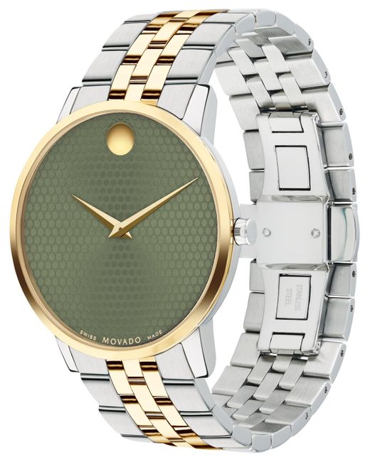 Movado Gray Swiss Museum Classic Gold Pvd Stainless Steel Bracelet Watch 40mm for men