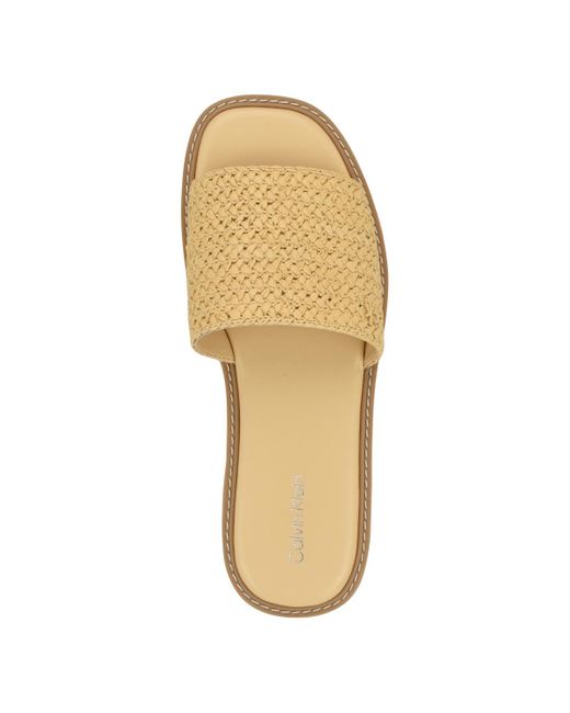 Calvin Klein Natural Arzelia Single Band Platform Slip-on Sandals
