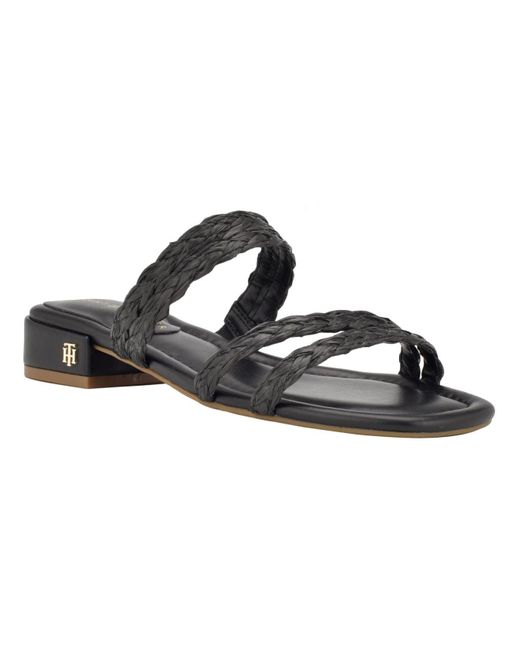 Tommy Hilfiger Olise Flat Slip-on Dress Sandals in Black | Lyst