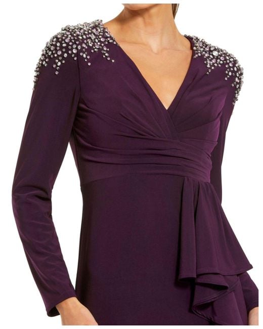 Mac Duggal Purple Long Sleeve Gown