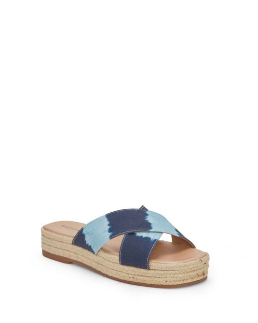 Lucky Brand Synthetic Gayte Espadrille Platform Slides in Blue - Lyst
