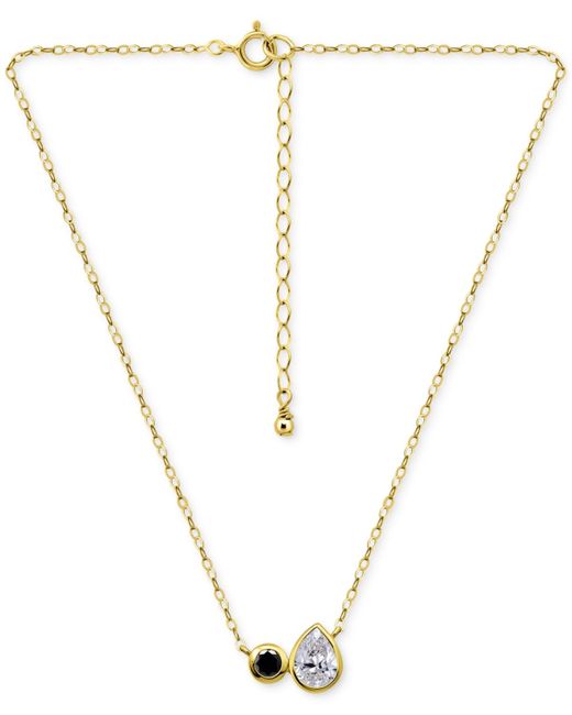 Giani Bernini Metallic Black & White Cubic Zirconia Round & Pear Two Stone Pendant Necklace