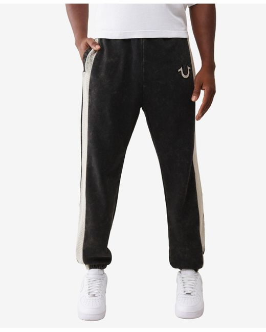 TRUE RELIGION Men's Black Inset Detail jogger Pants