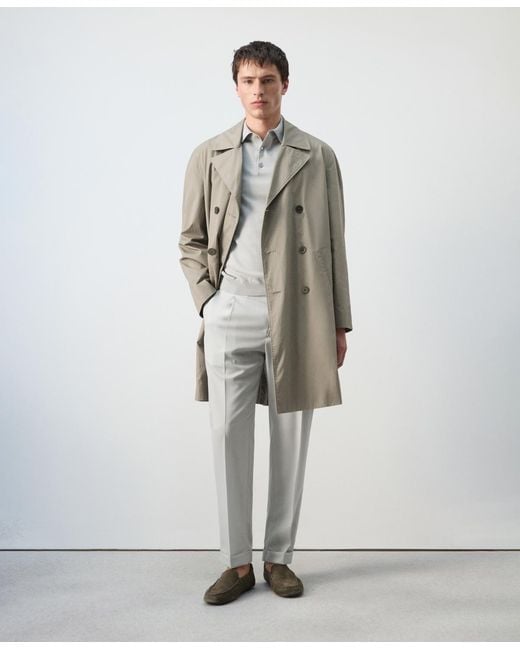 Mango Gray Regular-fit Trench Coat for men