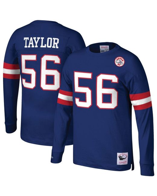 Mitchell & Ness Blue Lawrence Taylor New York Giants Big And Tall Cut & Sew Player Name And Number Long Sleeve T-shirt for men