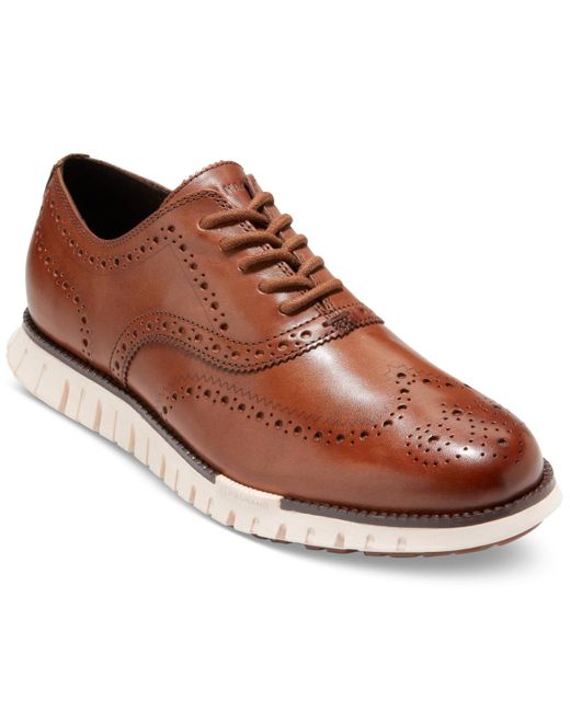 Cole Haan Brown Zerøgrand Remastered Lace-up Wingtip Oxford Shoes for men