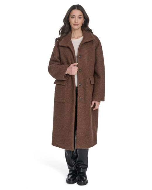 Levi's Brown Regular Boucle Stand Collar Car Coat