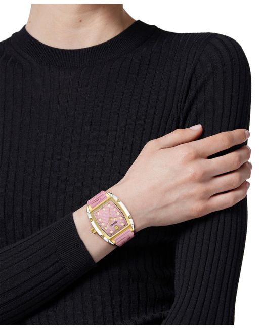 Versace Swiss Pink Silicone Strap Watch 45x36mm