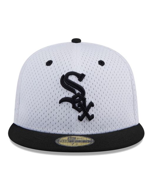 KTZ White Chicago White Sox Throwback Mesh 59fifty Fitted Hat for men
