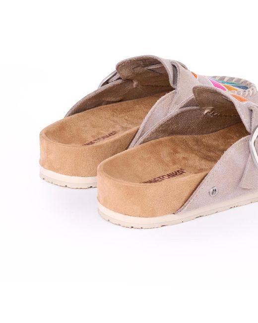 Minnetonka Pink Suede Adjustable Buckle Clogs