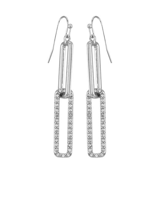 Vince Camuto White Tone Glass Stone Linear Link Drop Earrings
