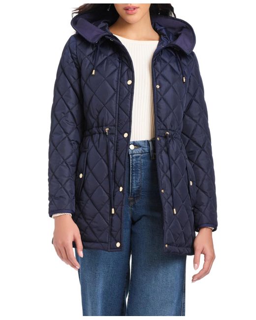 Kate Spade Blue Diamond Quilted Anorak Jacket With Hood