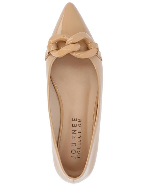 Journee Collection Natural Clareene Chain Pointed Toe Flats