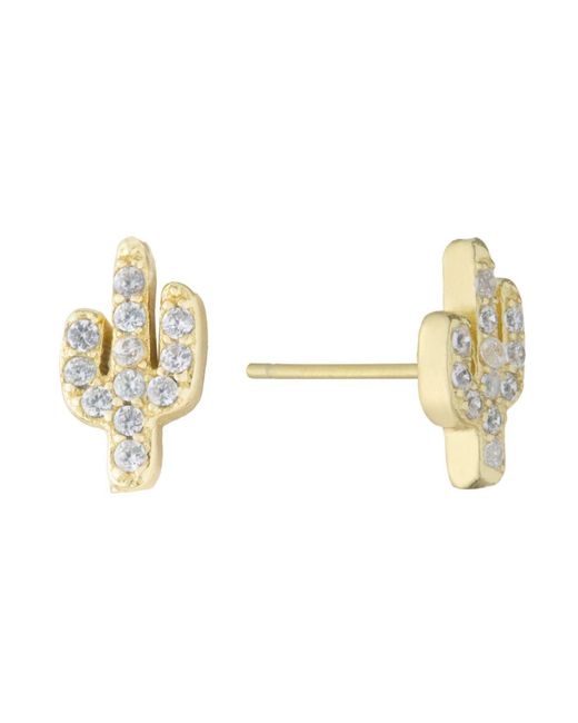 Giani Bernini Metallic Cubic Zirconia (0.24 Ct.t.w) Cactus Stud Earrings In 18k Gold Plated Over Sterling Silver