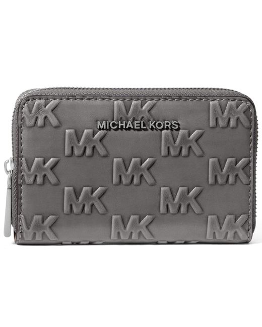 Michael Kors Gray Jet Set Zip Around Card Case Wallet