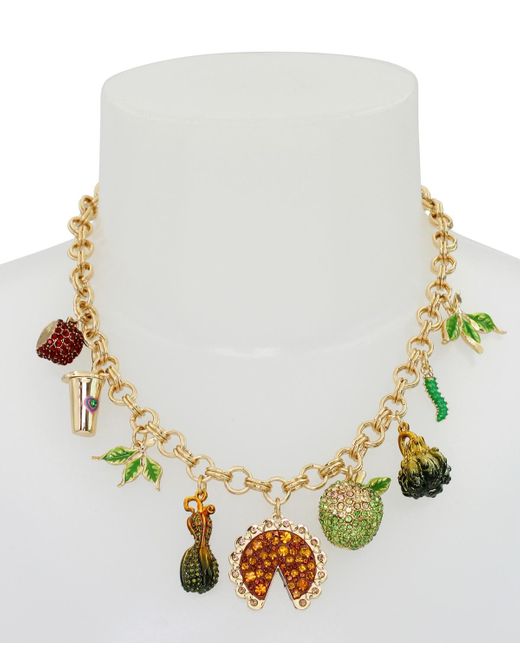Betsey Johnson Faux Stone Autumn Charm Bib Necklace in Metallic Lyst