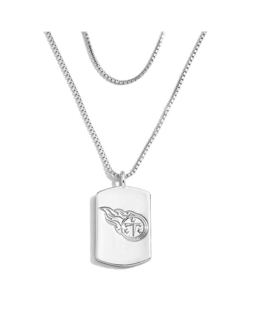 WEAR by Erin Andrews White X Baublebar Tennessee Titans Silver Dog Tag Necklace