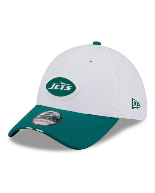 KTZ White/green New York Jets 2025 Nfl Training Camp 39thirty Flex Hat for men