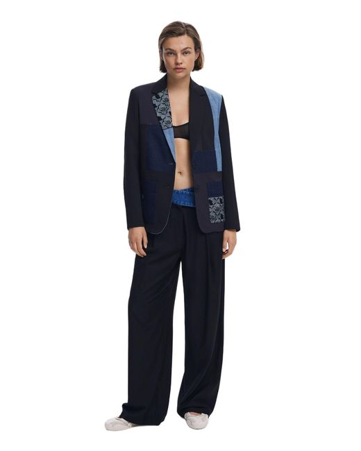 Desigual Blue Patchwork Blazer