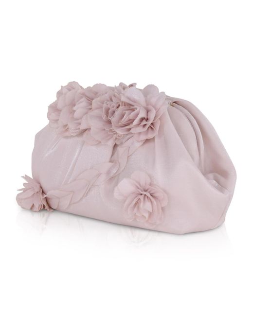 Badgley Mischka Pink Woman's Lottie Floral Applique Pouch Clutch