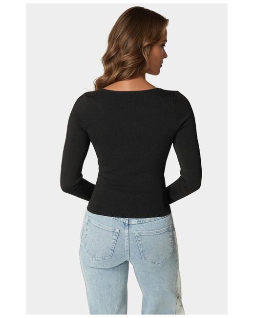 Bebe Black Embelished Long Sleeve Sweater
