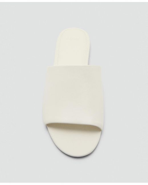 Mango White Flat Leather Sandals