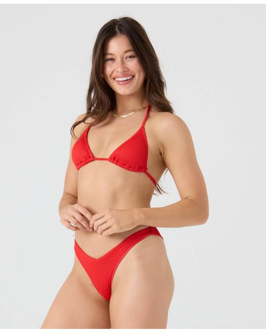 Roxy Red Rib V-neck Bikini Top