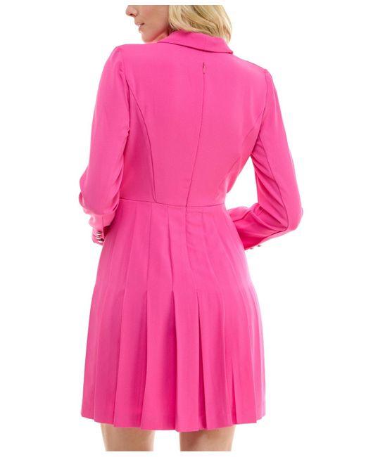 Taylor Pink Collared Double-breasted Jacket Dress